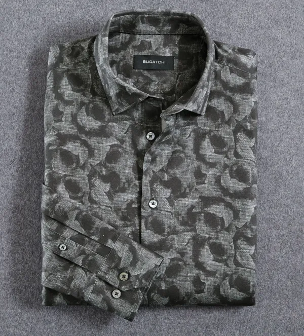 Bugatchi Abstract Mood Long Sleeve Shirt- Long Sleeve Sport Shirts