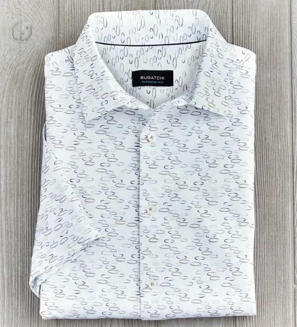 Bugatchi Floating Ovals Shirt- Short Sleeve Sport Shirts