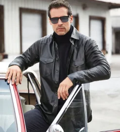 Comstock u0026 Co Comstock & Co The Hendrix Lambskin Shirt- Leather & Suede