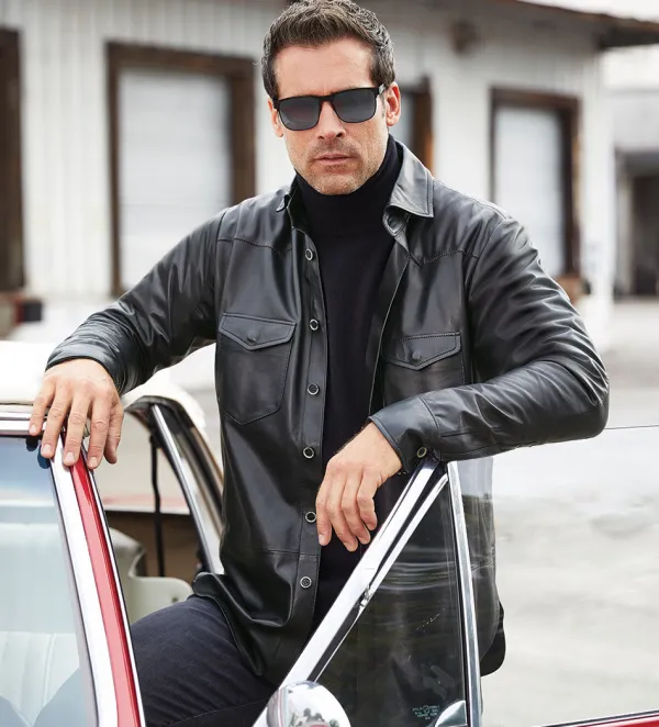 Comstock u0026 Co Comstock & Co The Hendrix Lambskin Shirt- Leather & Suede