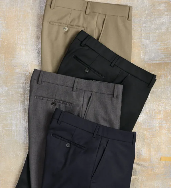 Patrick James Gabardine Flat-Front Slacks- Dress Pants