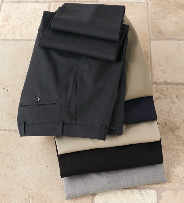 Patrick James Gabardine Flat-Front Slacks- Dress Pants