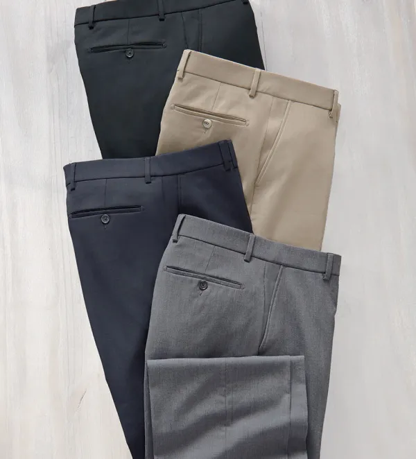 Patrick James Gabardine Flat-Front Slacks- Dress Pants