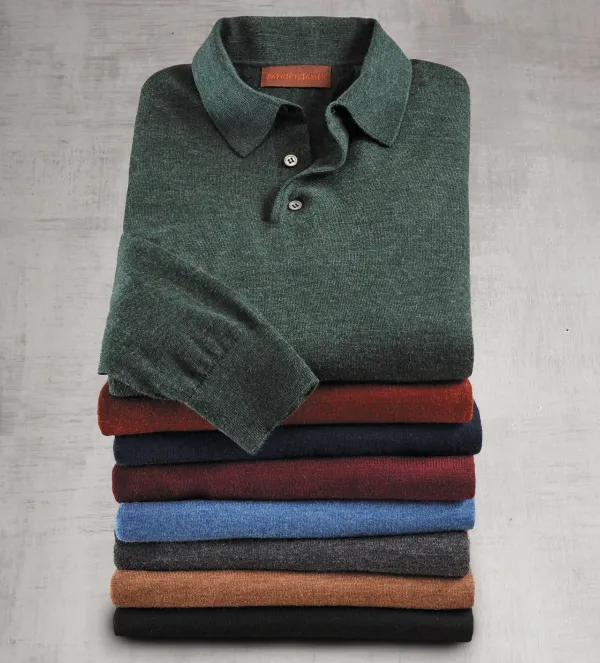 Patrick James Merino Wool Polo Sweater- Polos & Knits