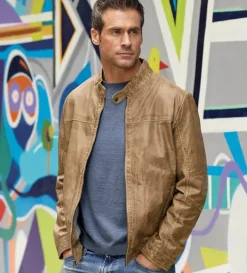 Patrick James Vintage Washed Lambskin Leather Jacket- Leather & Suede