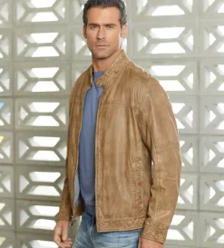 Patrick James Vintage Washed Lambskin Leather Jacket- Leather & Suede