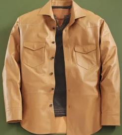 Robert Comstock Hendrix Lambskin Shirt Jacket- Leather & Suede