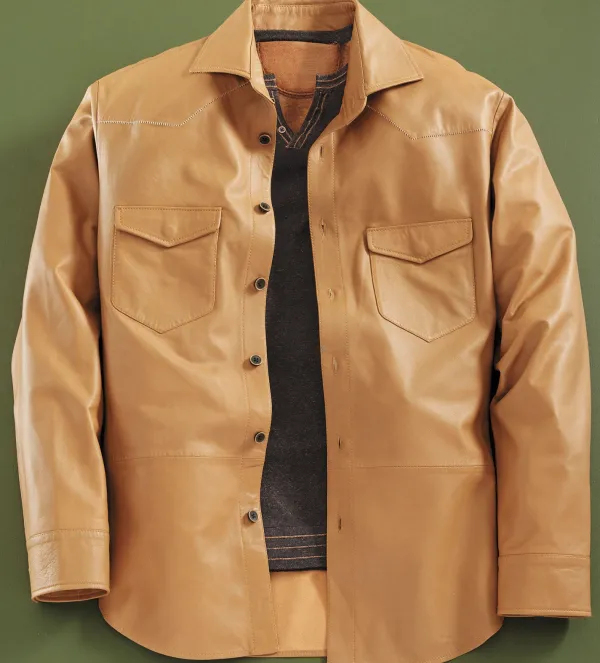 Robert Comstock Hendrix Lambskin Shirt Jacket- Leather & Suede
