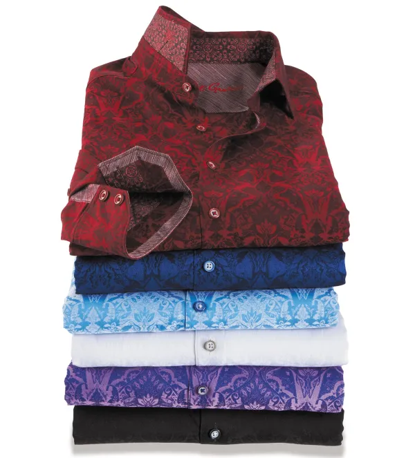 Robert Graham Highland Long Sleeve Jacquard Shirt- Long Sleeve Sport Shirts