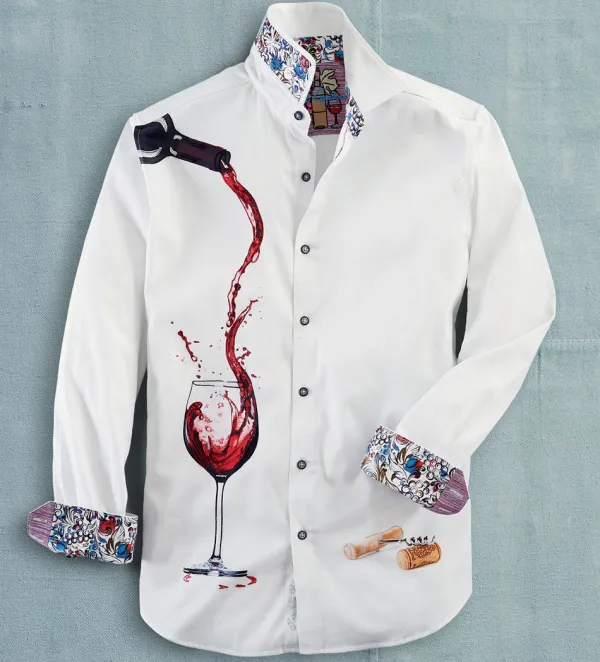 Robert Graham Pinot Noir Pour Long Sleeve Sport Shirt- Long Sleeve Sport Shirts