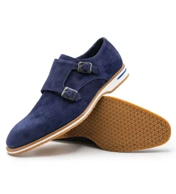 Zelli Leggera Sueded Goatskin Double Monk Strap Shoe- Dress Shoes