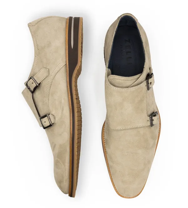 Zelli Leggera Sueded Goatskin Double Monk Strap Shoe- Casual Shoes