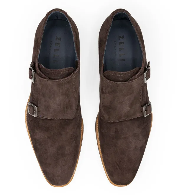 Zelli Leggera Sueded Goatskin Double Monk Strap Shoe- Casual Shoes