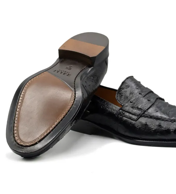Zelli Roma Genuine Ostrich Quill Slip-On Loafer- Dress Shoes