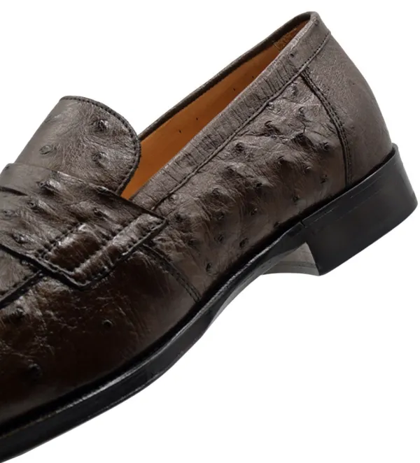 Zelli Roma Genuine Ostrich Quill Slip-On Loafer- Dress Shoes